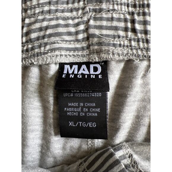 Mad Engine Pajama Sleep Pants Mens XL Grey Stripe Pockets Drawstring Lounge - Picture 6 of 11